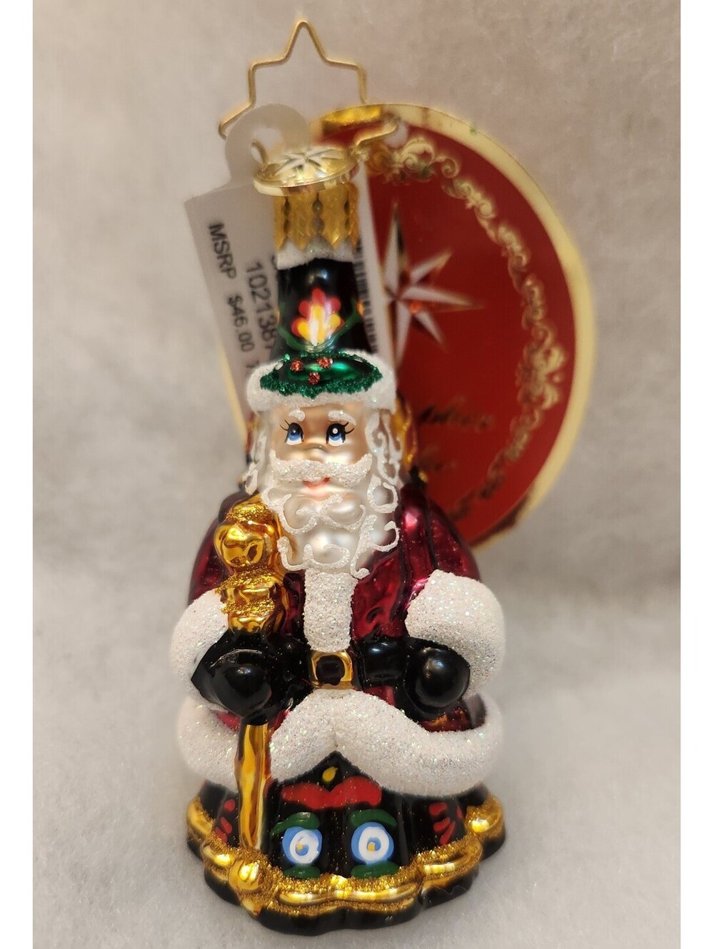 Christopher Radko Glass Ornament Festive Folk Santa Gem **NEW**w/Tag Handpainted